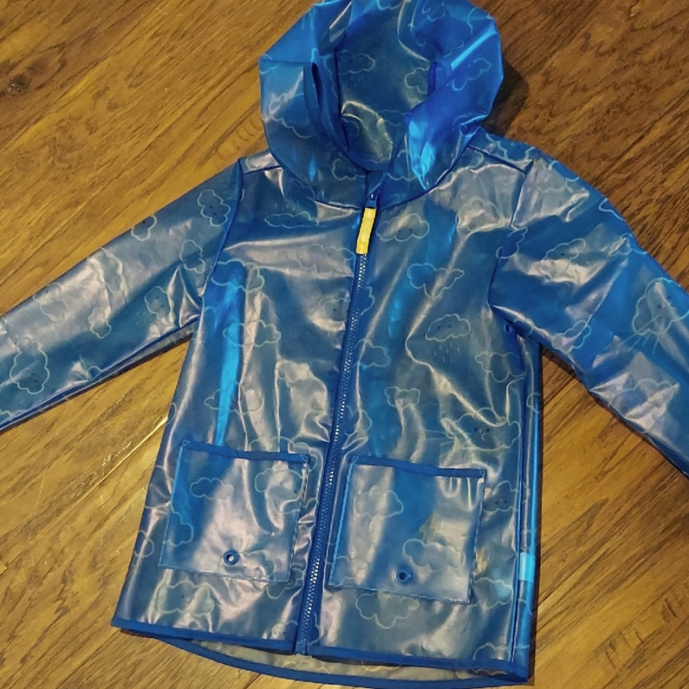 Cat And Jack Blue Clouds Rain Jacket Coat 5t